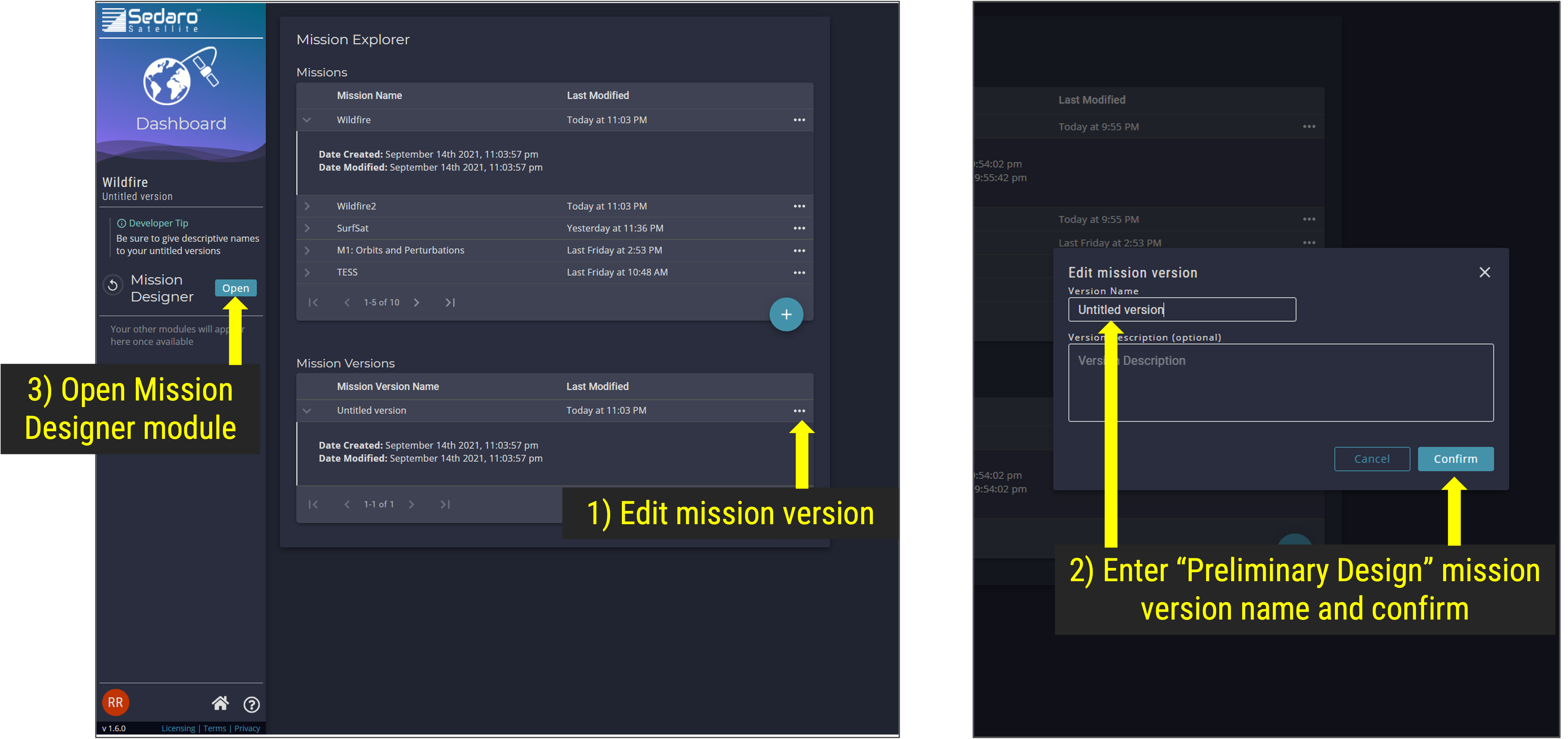 Mission Explorer - Create a New Mission Version