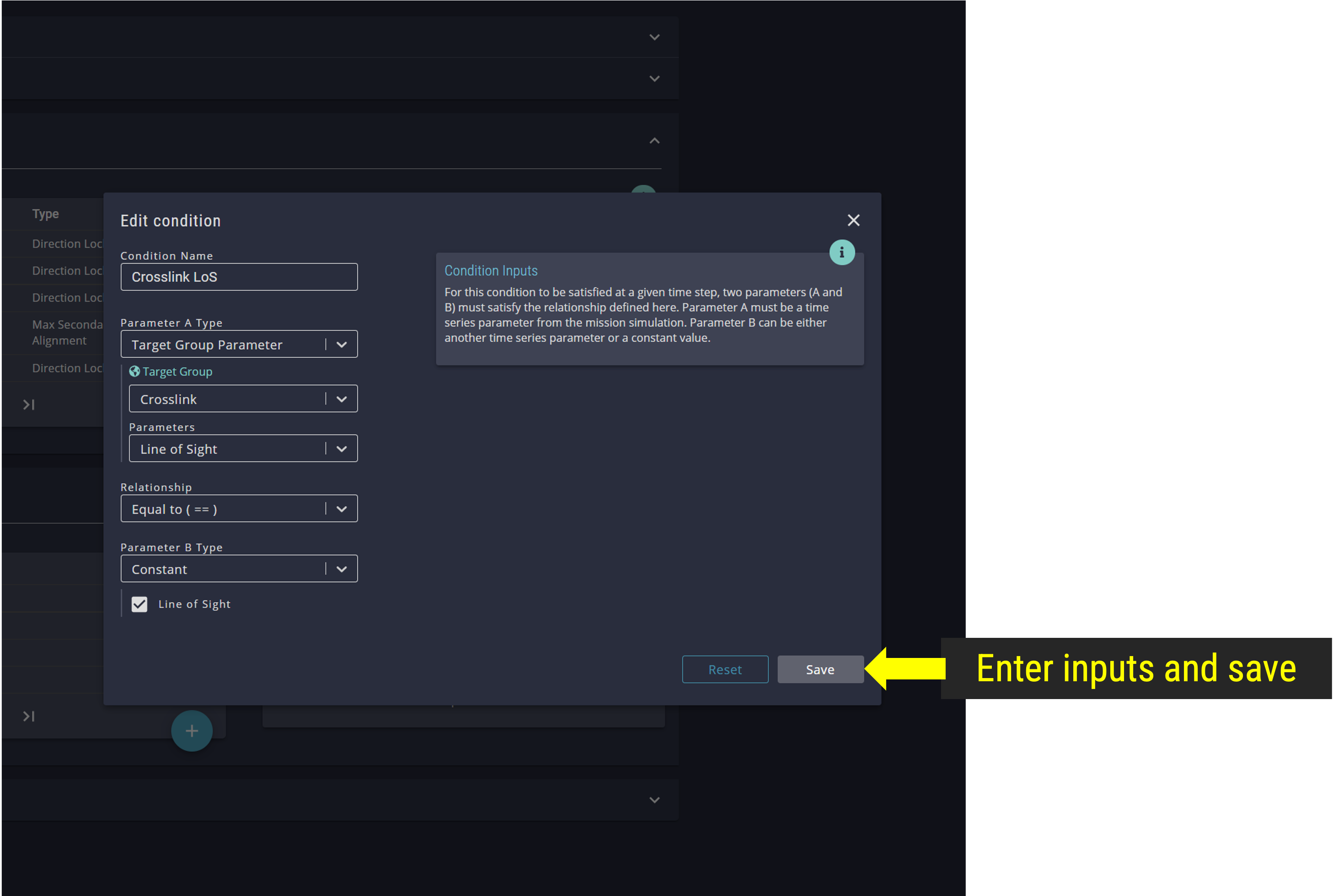 Add Line of Sight to a Crosslink Satellite Condition